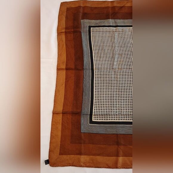 Yves Saint Laurent Vintage Brown Silk Scarf Rolled Hem - Picture 3 of 14